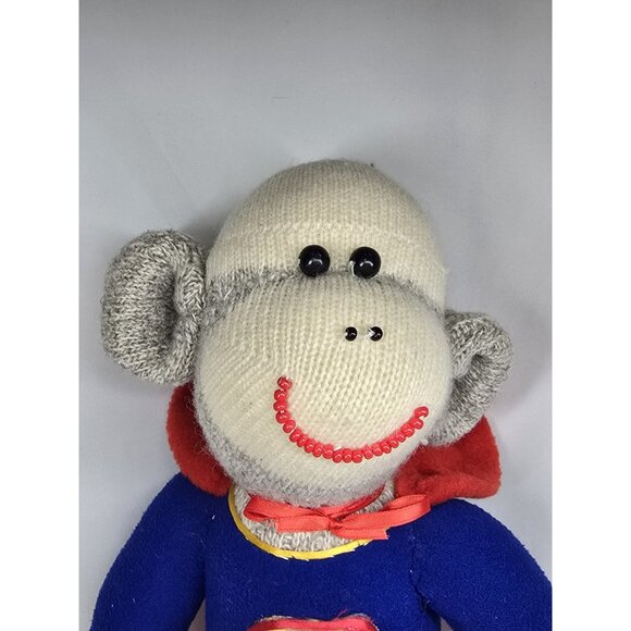 Sock Monkey Superman stuffed animal plush- Handmade 19 Inches - Picture 3 of 14